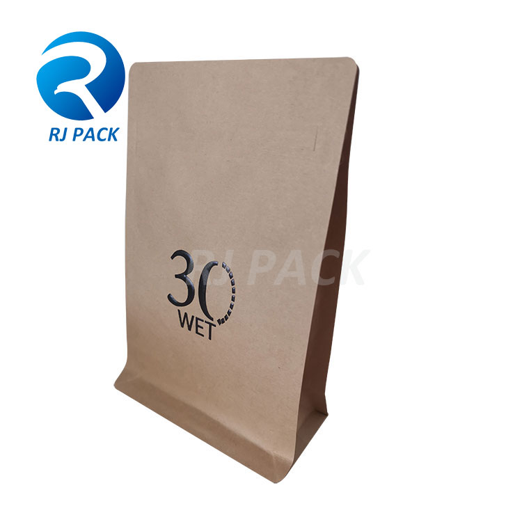 Kraft 100% Compostable Flat Bottom Bags With Pocket Zipper